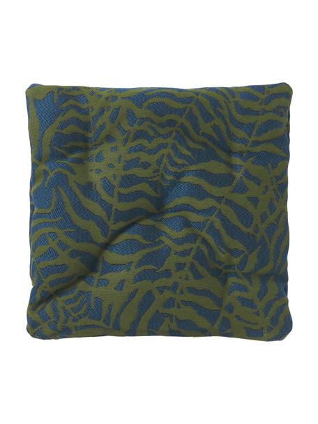 Outdoor-Sitzkissen Ortun mit Jacquard-Muster, Bezug: 100 % Polyacryl, spinndüs, Dunkelgrün, Dunkelblau, B 40 x L 40 cm