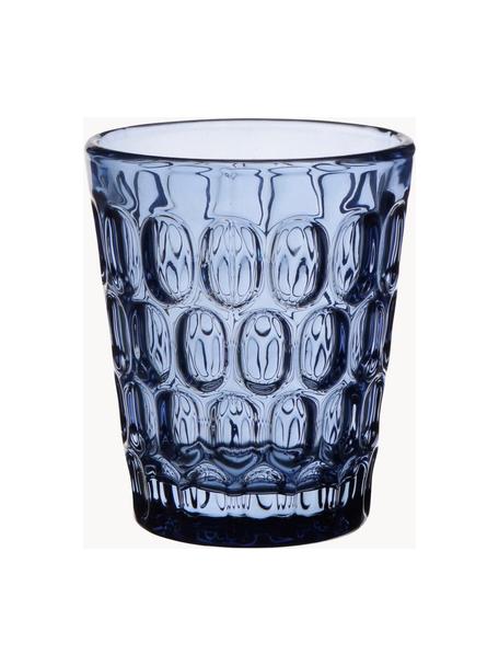 Sklenice s reliéfním vzorem Optic, 6 ks, Sklo, Modrá, Ø 9 x V 11 cm, 250 ml