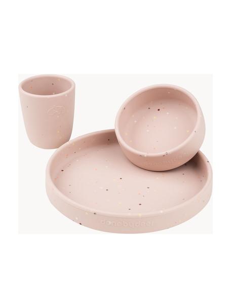 Set servizio da tavola per bambini Confetto 3 pz, 100% silicone, senza BPA, Rosa chiaro, Set in varie misure