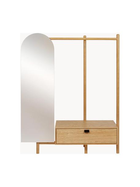 Garderobe Entry van eikenhout met spiegel, Frame: eikenhout, FSC®-gecertifi, Eikenhout, B 149 x H 180 cm