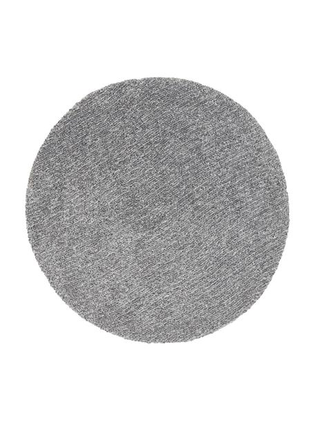 Tapis rond moelleux à poils longs gris Marsha, Gris, blanc, Ø 120 cm (taille S)
