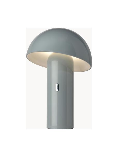 Kleine mobiele LED tafellamp Svamp, dimbaar, Kunststof, Grijsblauw, Ø 16 x H 25 cm