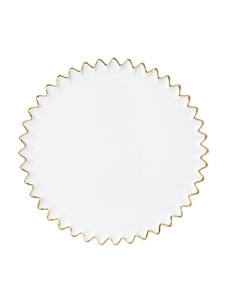 Plato postres de porcelana Christmas, Porcelana esmaltado, Blanco con borde dorado, Ø 22 cm