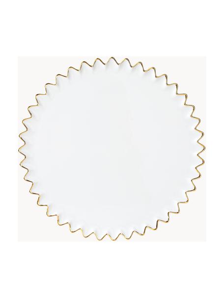 Talerz śniadaniowy z porcelany Christmas, Porcelana glazurowana, Biały, odcienie złotego, Ø 22 cm