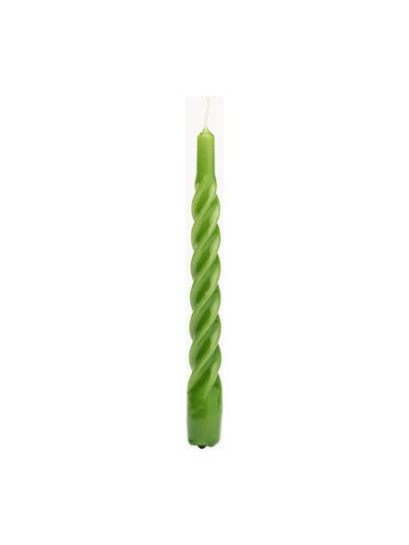 Candela a bastoncino Twisted 6 pz, Cera paraffinica, Verde, Alt. 20 cm