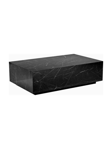 Mesa de centro en look mármol Lesley, Tablero de fibras de densidad media (MDF) recubierto en melanina, Aspecto mármol negro brillante, An 120 x F 75 cm