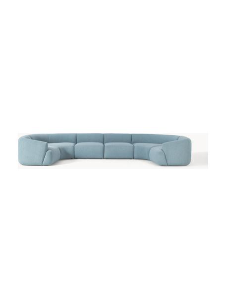 Canapé lounge modulable XL en bouclette Sofia, Bouclette bleue, larg. 450 x prof. 231 cm