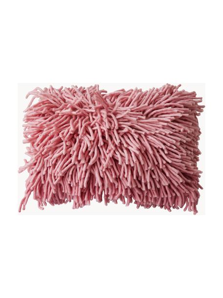 Flauschiges Kissen Rugged, handgefertigt, Hülle: 50 % Wolle, 50 % Baumwoll, Rosa, B 40 x L 60 cm