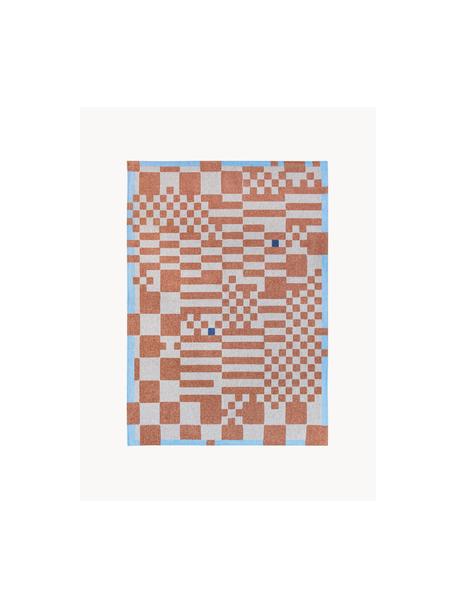 Tapis avec motif graphique Honey, 100 % polyester, Terracotta, blanc cassé, bleu ciel, larg. 80 x long. 150 cm (taille XS)