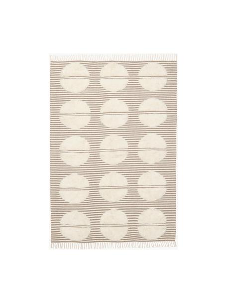 Handgeweven wollen vloerkleed Anica met hoog-laag effect in taupe, Taupe, B 80 x L 150 cm (maat XS)