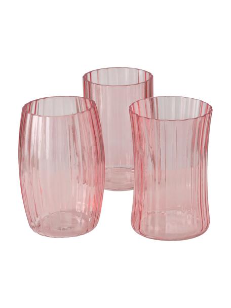 Sada skleněných váz Malinia, 3 díly, Sklo, Růžová, transparentní, Ø 13 cm, V 19 cm