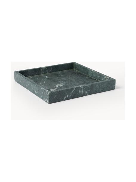 Deko-Tablett Venice aus Marmor, Marmor, Dunkelgrün, marmoriert, B 30 x T 30 cm