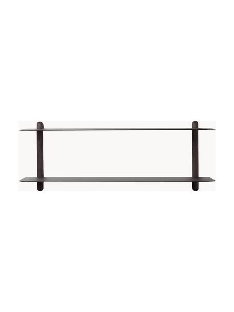 Estante de pared Nivo, Estantes: acero recubierto, Estructura: madera de fresno, Negro, An 64 x Al 25 cm