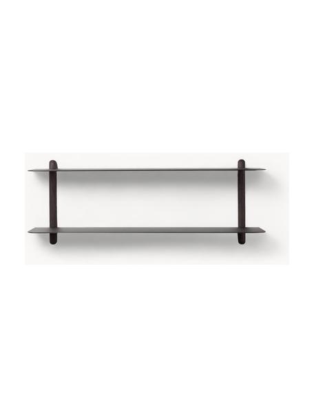 Estante de pared Nivo, Estantes: acero recubierto, Estructura: madera de fresno, Negro, An 64 x Al 25 cm