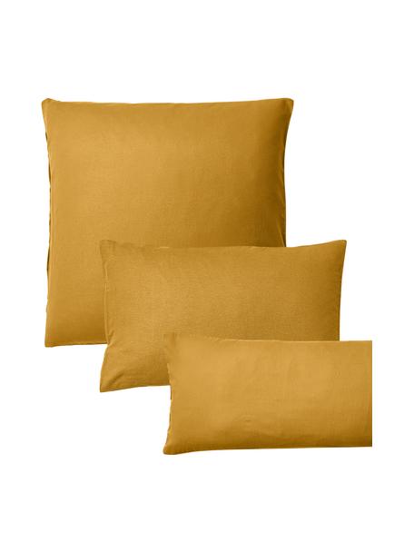 Flanelový povlak na polštář z bavlny Biba, Hořčicově žlutá, Š 40 cm, D 80 cm