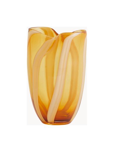 Ručně malované skleněná váza Halki, Sklo, Žlutá, Ø 15 cm, V 23 cm