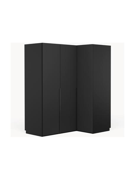 Armoire d'angle modulaire Leon, larg. 165 cm, plusieurs variantes, Noir, Basic Interior : larg. 165 x haut. 200 cm, avec module d'angle