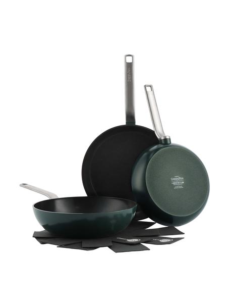 Set 3 pentole con rivestimento antiaderente Evolution, Verde scuro, Set in varie misure