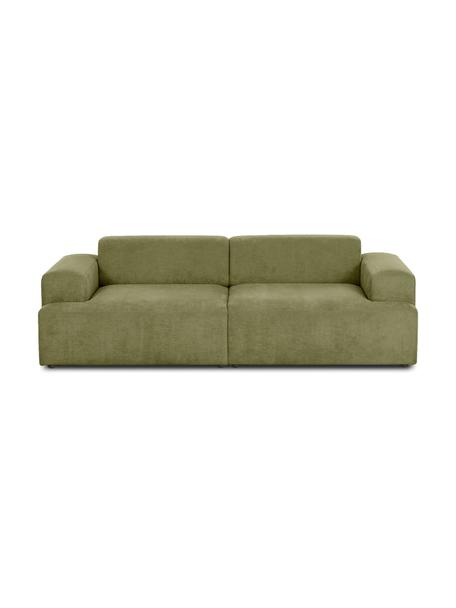 Sofá de pana Melva (3 plazas), Tapizado: pana (92% poliéster, 8% p, Estructura: madera de pino maciza, ce, Patas: plástico, Pana verde, An 238 x F 101 cm