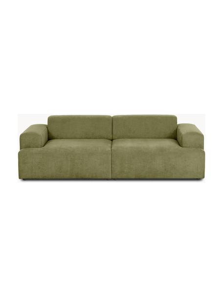 Corduroy bank Melva (3-zits), Bekleding: corduroy (92% polyester, , Frame: massief grenenhout, FSC-g, Poten: kunststof, Corduroy olijfgroen, B 238 x H 101 cm