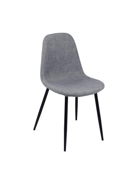 Sedia imbottita in tessuto grigio Karla 2 pz, Rivestimento: 100% poliestere, Piedini: metallo, Tessuto grigio chiaro, nero, Larg. 44 x Prof. 53 cm