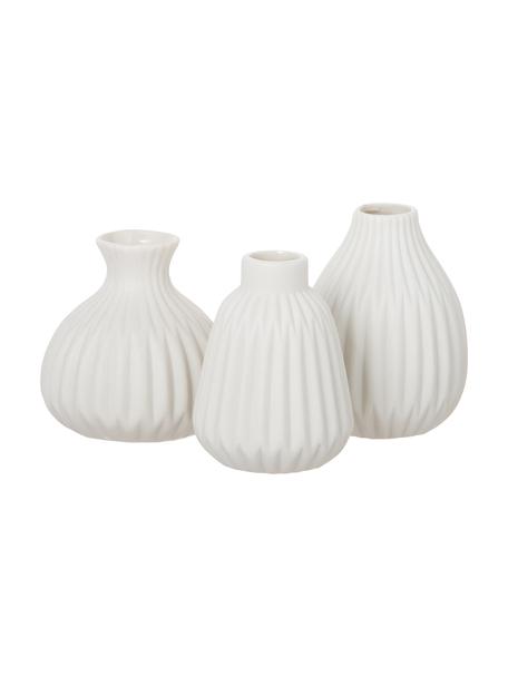 Set 3 vasi decorativi in porcellana Esko, Porcellana, Bianco, Set in varie misure