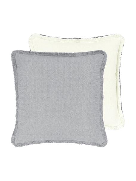 Obojstranný poťah na vankúš so strapcami Loran, 100 %  bavlna, Sivá, Š 40 x D 40 cm