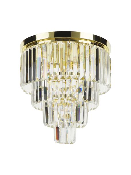 Kristalglazen plafondlamp Gracja, Lampenkap: glas, Goudkleurig, transparant, Ø 40 x H 40 cm