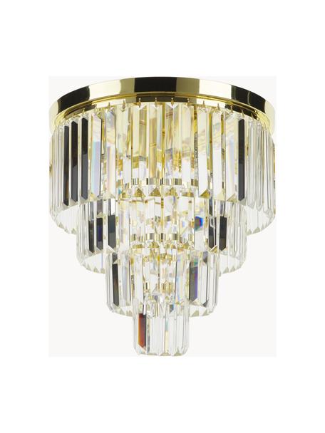Kristalglazen plafondlamp Gracja, Lampenkap: glas, Transparant, goudkleurig, Ø 40 x H 40 cm