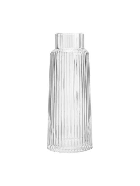 Handgefertigte Wasserkaraffe Minna mit Rillenrelief, Glas, mundgeblasen, Transparent, Ø 10 x H 25 cm