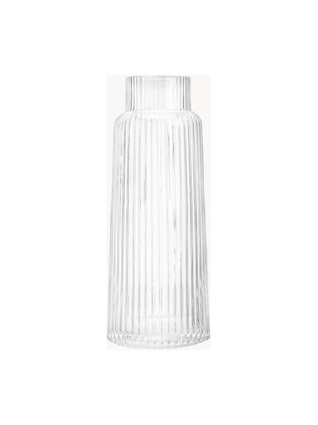 Carafe à eau artisanale en verre strié Minna, 1,1 L, Verre, soufflé bouche, Transparent, 1,1 L