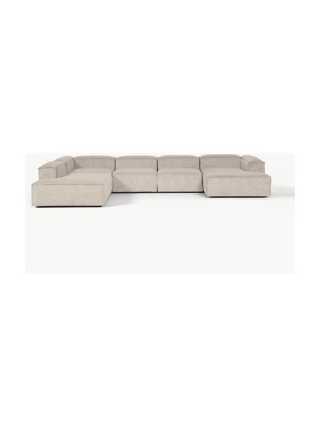 Modulare Wohnlandschaft Lennon aus Cord, Bezug: Cord (92 % Polyester, 8 %, Gestell: Massives Kiefernholz FSC-, Füße: Kunststoff, Cord Hellbeige, B 418 x T 269 cm, Eckteil links