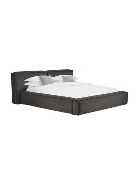 Lit matelassé avec coffre Lennon, Tissu anthracite, larg. 140 x long. 200 cm
