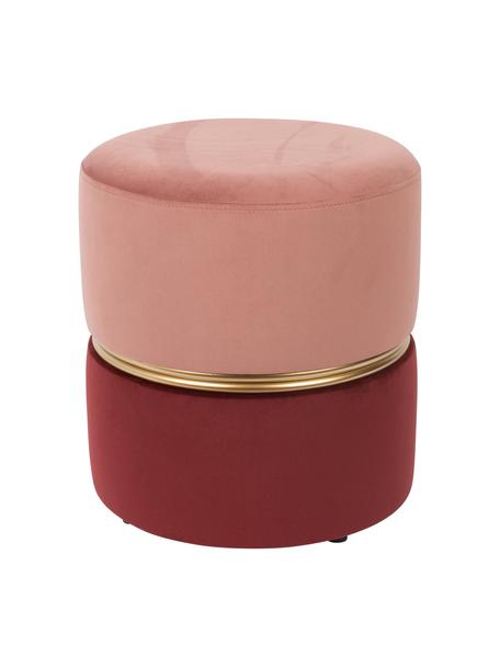 Pouf en velours Bubbly, Velours tons rouges, Ø 35 x haut. 39 cm