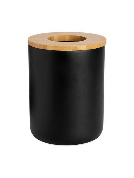 Odpadkový koš s bambusovým víkem Ronni, Černá, hnědá, 7,5 l