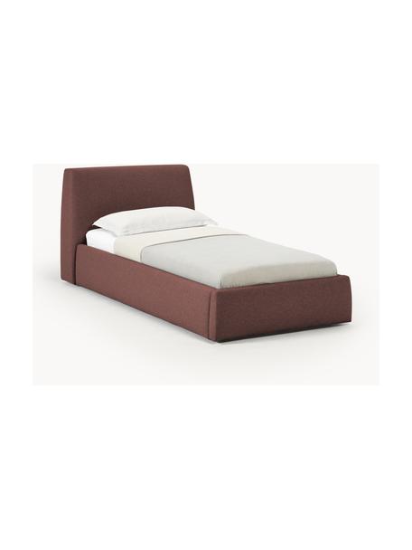 Cama individual Cloud, Tapizado: tejido finamente texturiz, Estructura: madera de pino y roble ma, Patas: madera pintada El materia, Tejido rojo vino, An 90 x L 200 cm