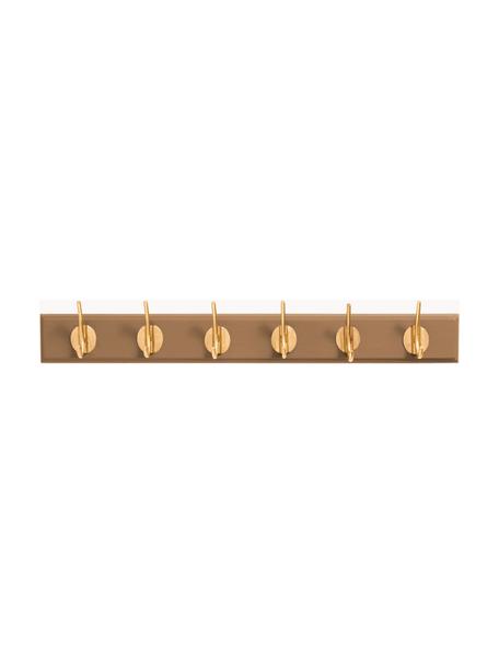 Garderobenleiste Aoife mit 6 Haken, Leiste: Mitteldichte Holzfaserpla, Haken: Messing, Braun, B 60 cm
