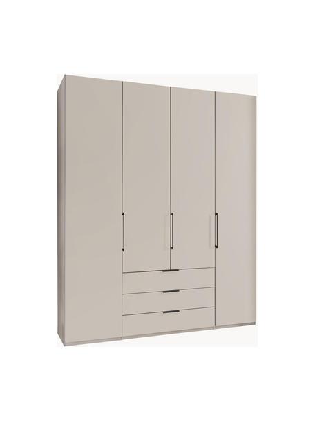 Drehtürenschrank Monaco, 4-türig, Korpus: Holzwerkstoff, foliert, Griffe: Metall, beschichtet, Beige, B 197 x H 216 cm