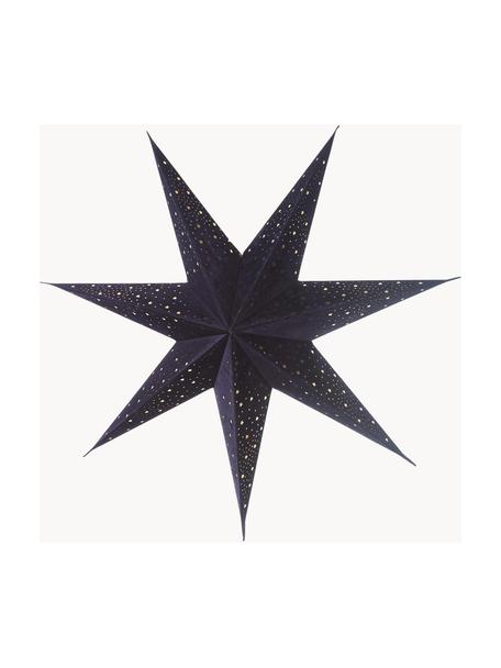 Étoile de Noël en velours Orby, Papier, velours, Bleu foncé, couleur dorée, Ø 75 cm