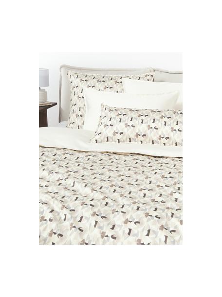 Copripiumino in raso di cotone con fantasia astratta Cadence, Tonalità beige, 155 x 220 cm