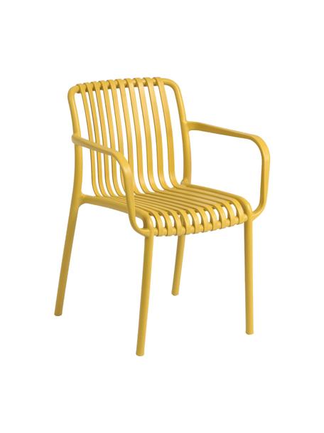 Chaise de jardin jaune à accoudoirs Isabellini, Plastique, Jaune, larg. 54 x prof. 49 cm