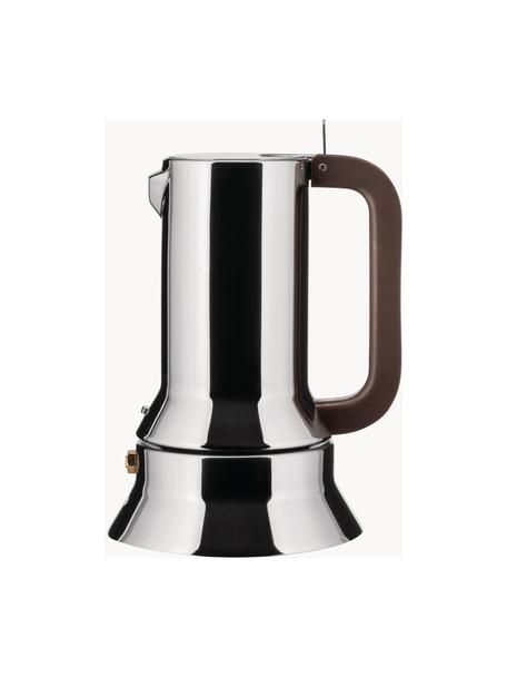 Kaffeekocher 9090 für drei Tassen, Korpus: Edelstahl 18/10, hochglan, Griff: Kunststoff, Silberfarben, Dunkelbraun, Ø 11 x H 18 cm