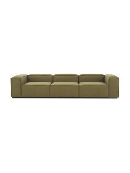 Modulares Sofa Lennon (4-Sitzer), Bezug: Polyester Der hochwertige, Gestell: Massives Kiefernholz FSC-, Füße: Kunststoff, Webstoff Olivgrün, B 327 x T 119 cm