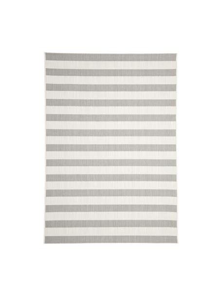 Pruhovaný interiérový a exteriérový koberec Axa, 86 % polypropylen, 14 % polyester, Krémově bílá, šedá, Š 80 cm, D 150 cm (velikost XS)