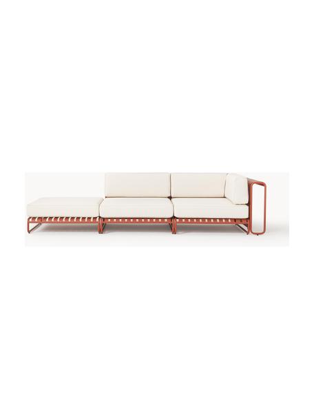 Canapé d'angle modulaire de jardin Caio, Blanc cassé, terracotta, larg. 305 x prof. 115 cm