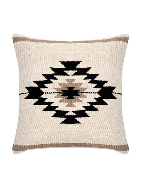 Housse de coussin 45x45 Toluca, 100 % coton, Beige, noir, larg. 45 x long. 45 cm
