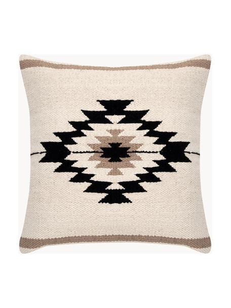 Housse de coussin 45x45 Toluca, 100 % coton, Beige, noir, larg. 45 x long. 45 cm