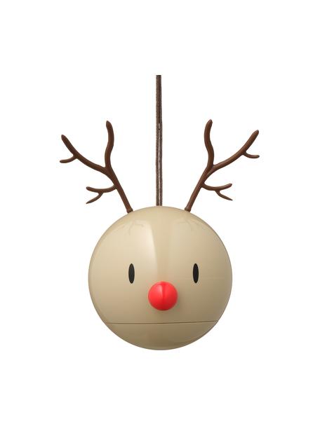 Décoration de sapin de Noël Reindeer, 2 pièces, Plastique, métal, Beige, noir, rouge, larg. 10 x haut. 7 cm