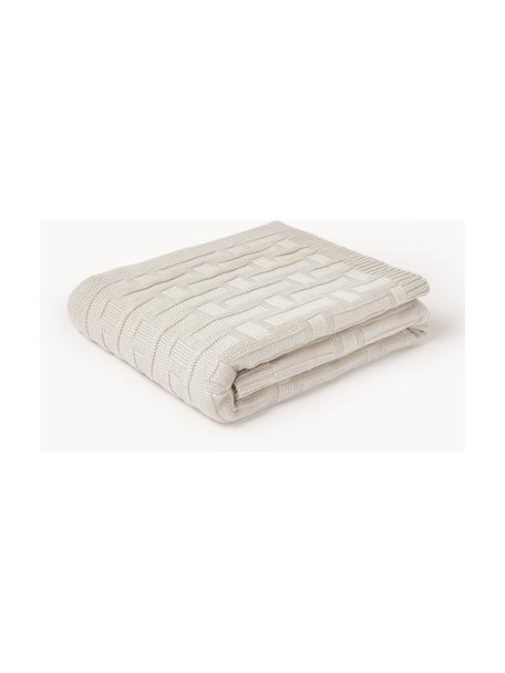 Coperta in cotone a maglia Gwen, 100% cotone, Beige chiaro, Larg. 130 x Lung. 170 cm