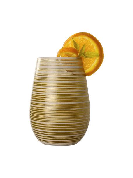 Kristall-Cocktailgläser Twister in Gold/Weiß, 6 Stück, Kristallglas, beschichtet, Weiß, Goldfarben, Ø 9 x H 12 cm